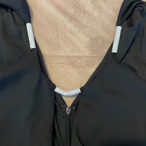 Venus elegant long black jeweled neck dress